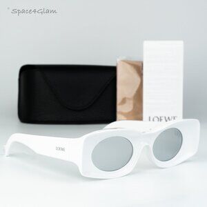 Loewe Women Sunglasses White Grey Silver Mirror Rectangle LW40033I 21C BRAND NEW